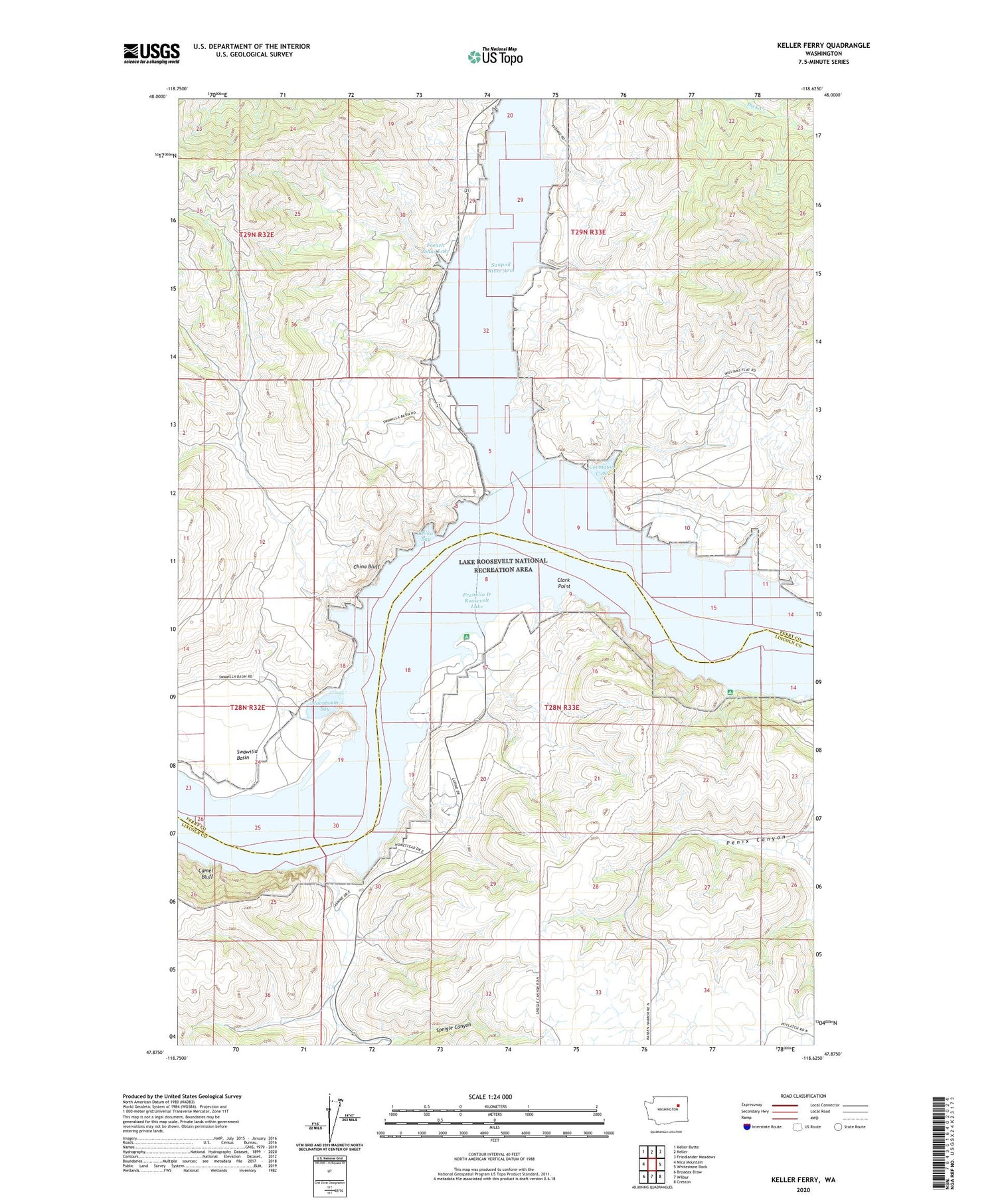 Keller Ferry Washington US Topo Map Image