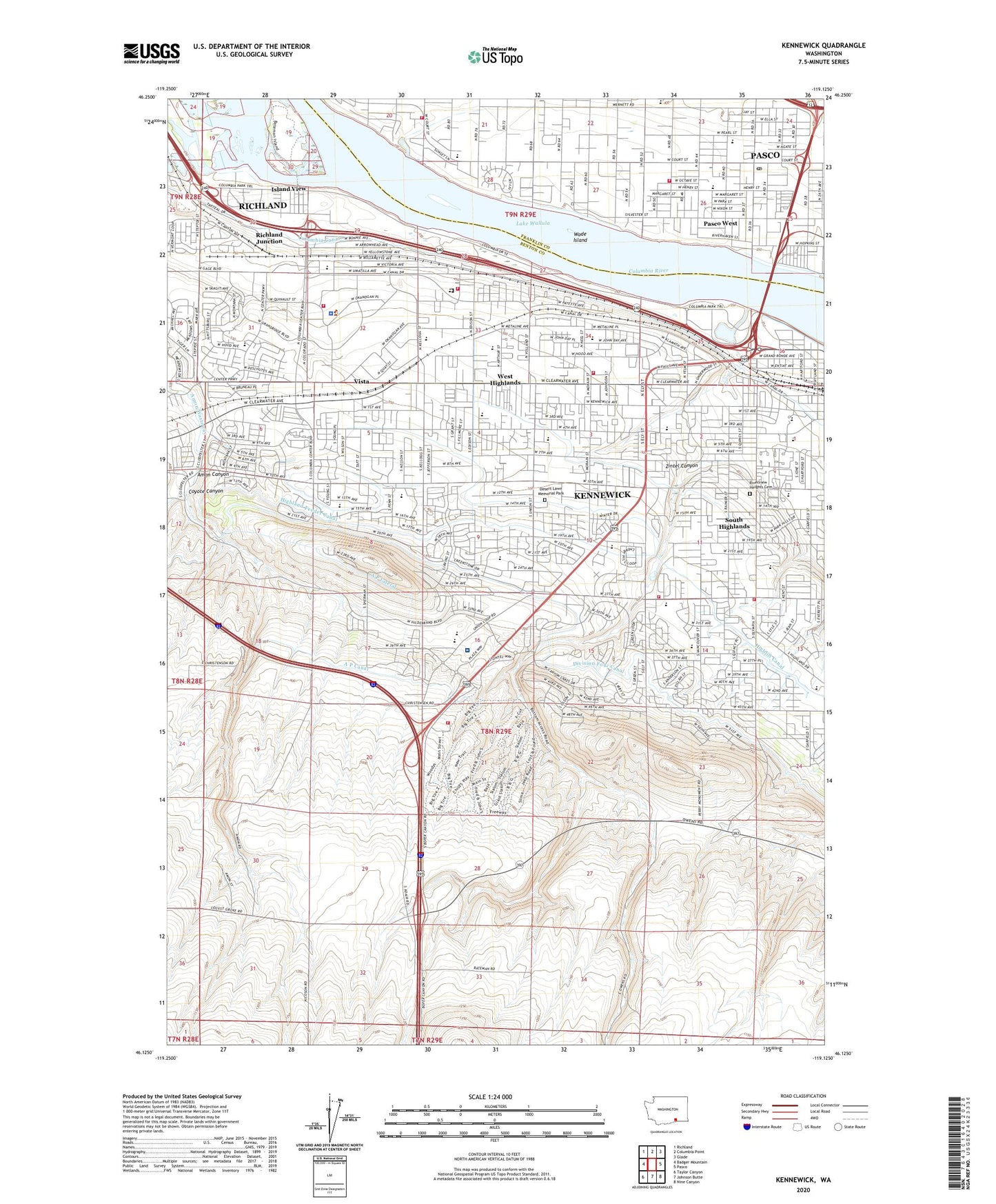 Kennewick Washington US Topo Map Image