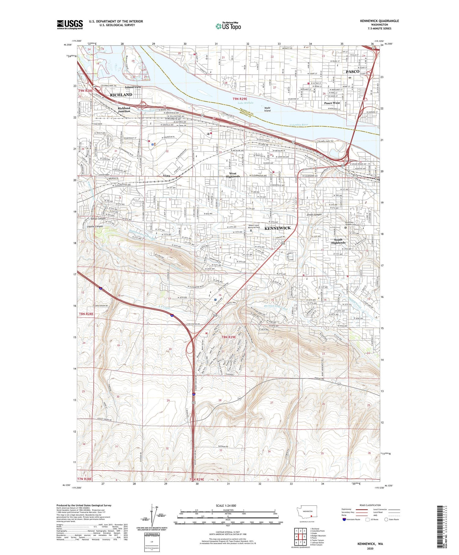 Kennewick Washington US Topo Map Image