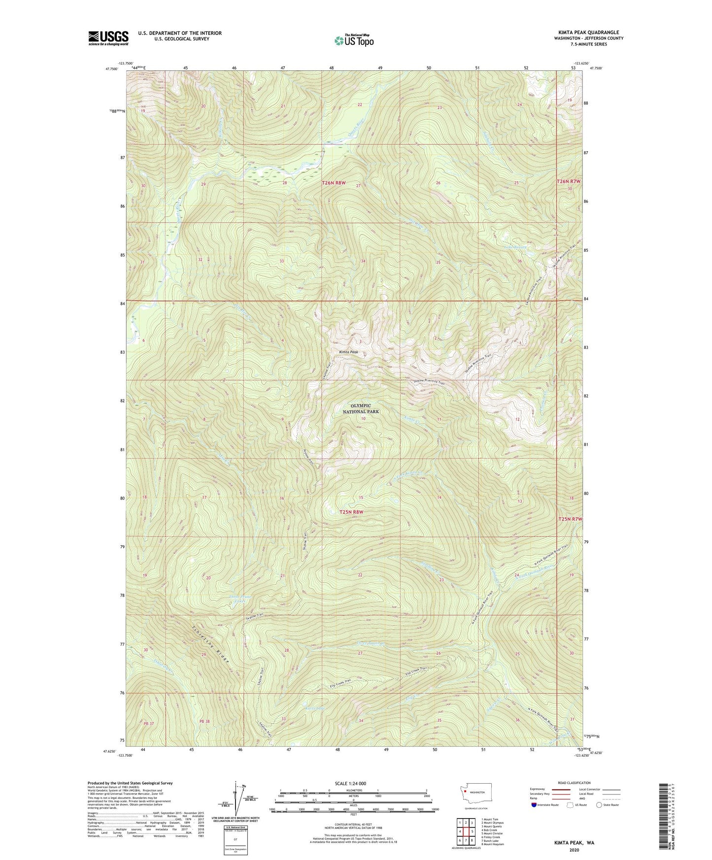 Kimta Peak Washington US Topo Map Image
