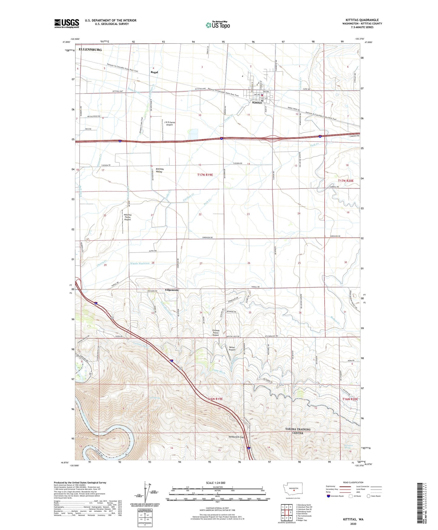 Kittitas Washington US Topo Map Image