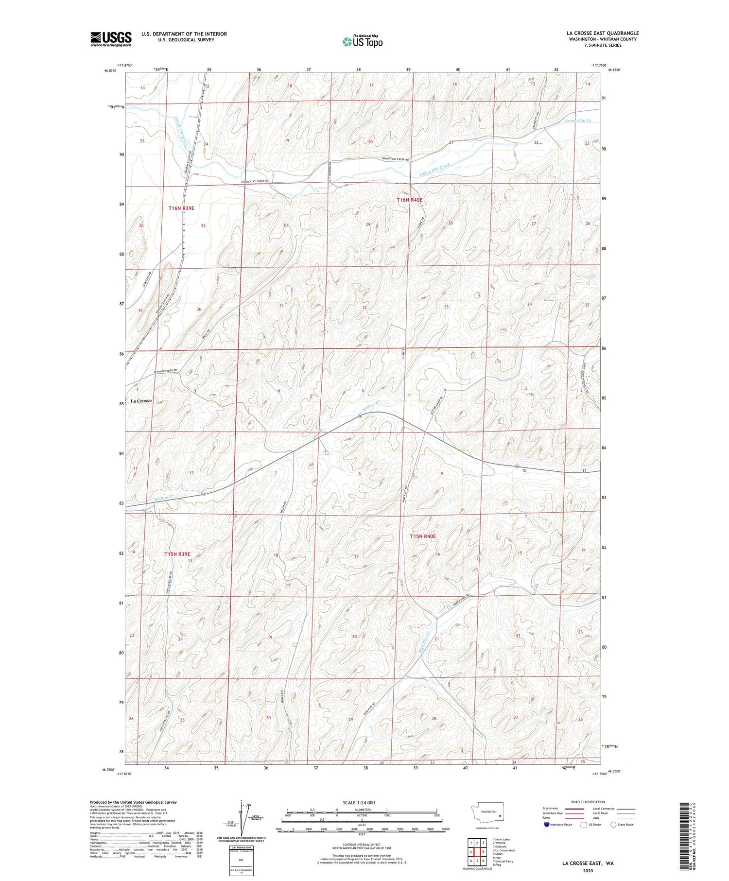 La Crosse East Washington US Topo Map Image