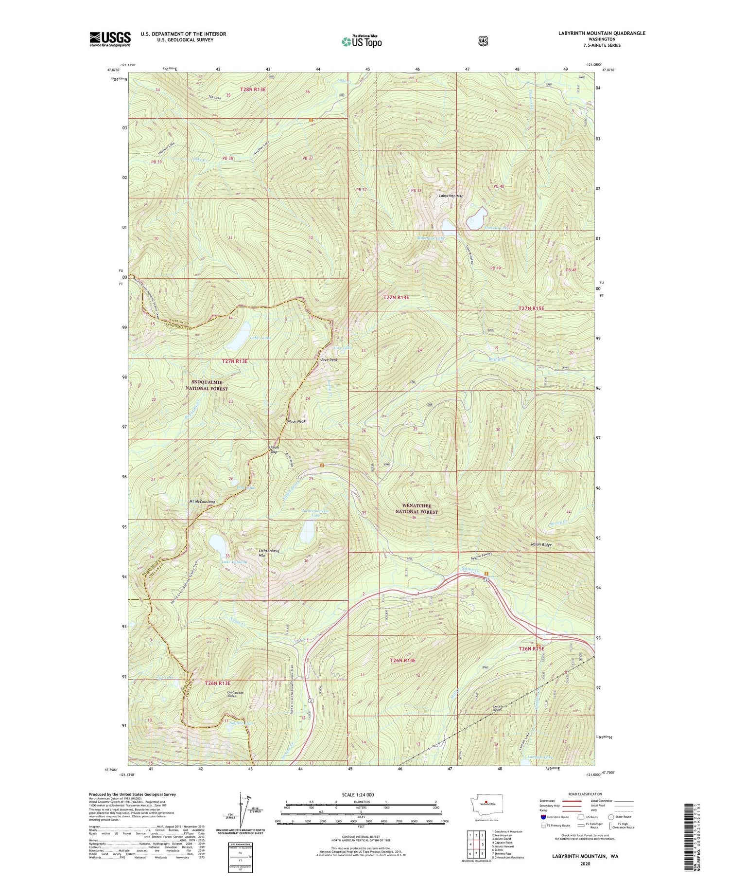 Labyrinth Mountain Washington US Topo Map Image