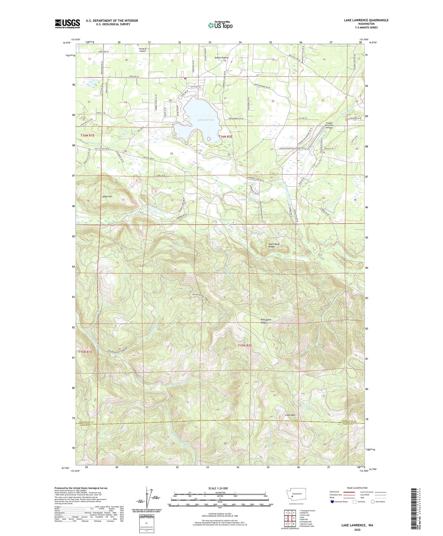 Lake Lawrence Washington US Topo Map Image