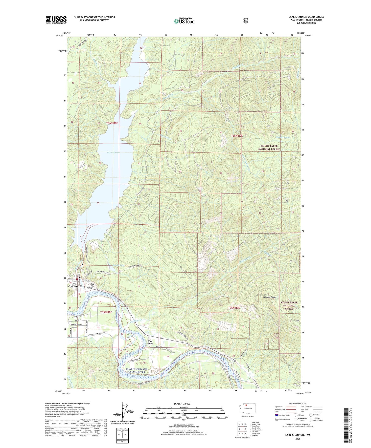 Lake Shannon Washington US Topo Map Image