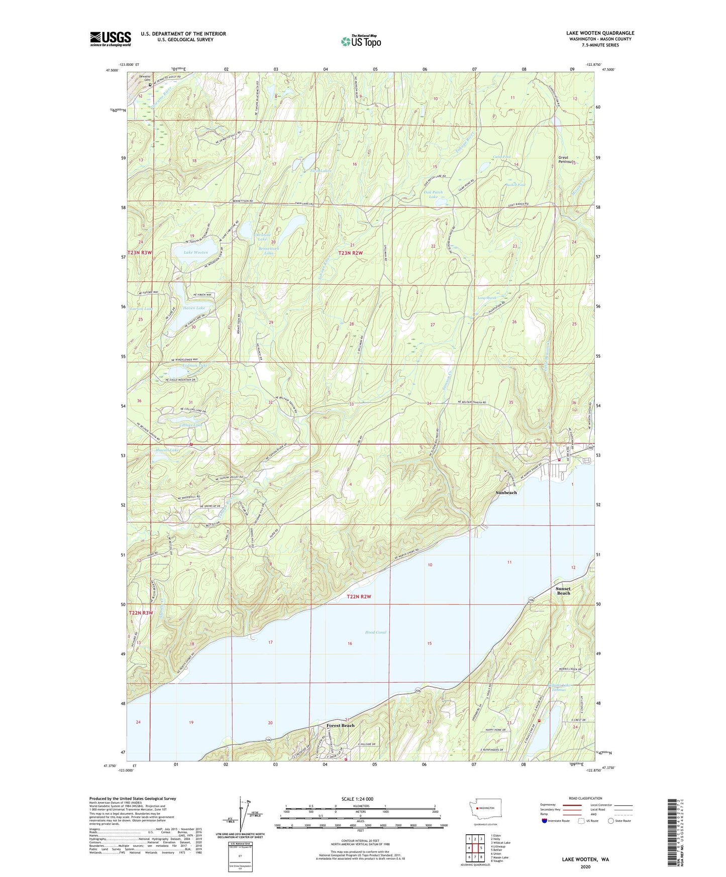 Lake Wooten Washington US Topo Map Image