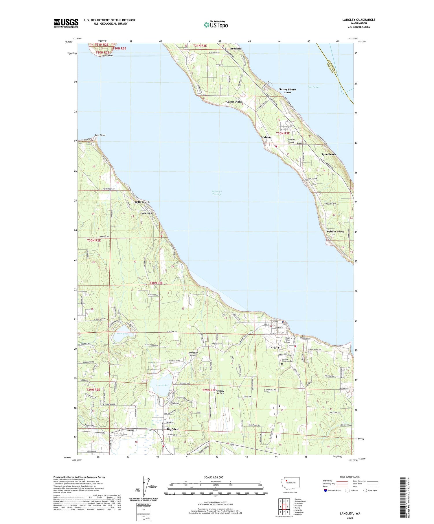 Langley Washington US Topo Map Image