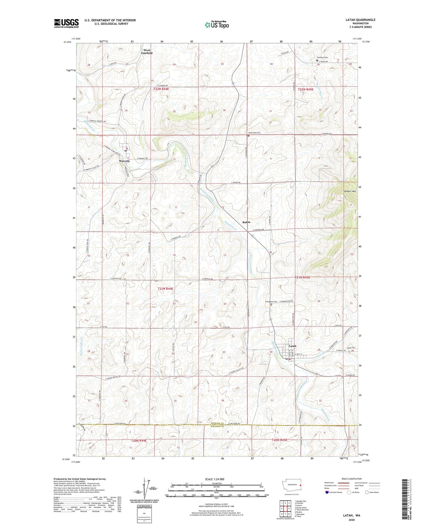 Latah Washington US Topo Map Image