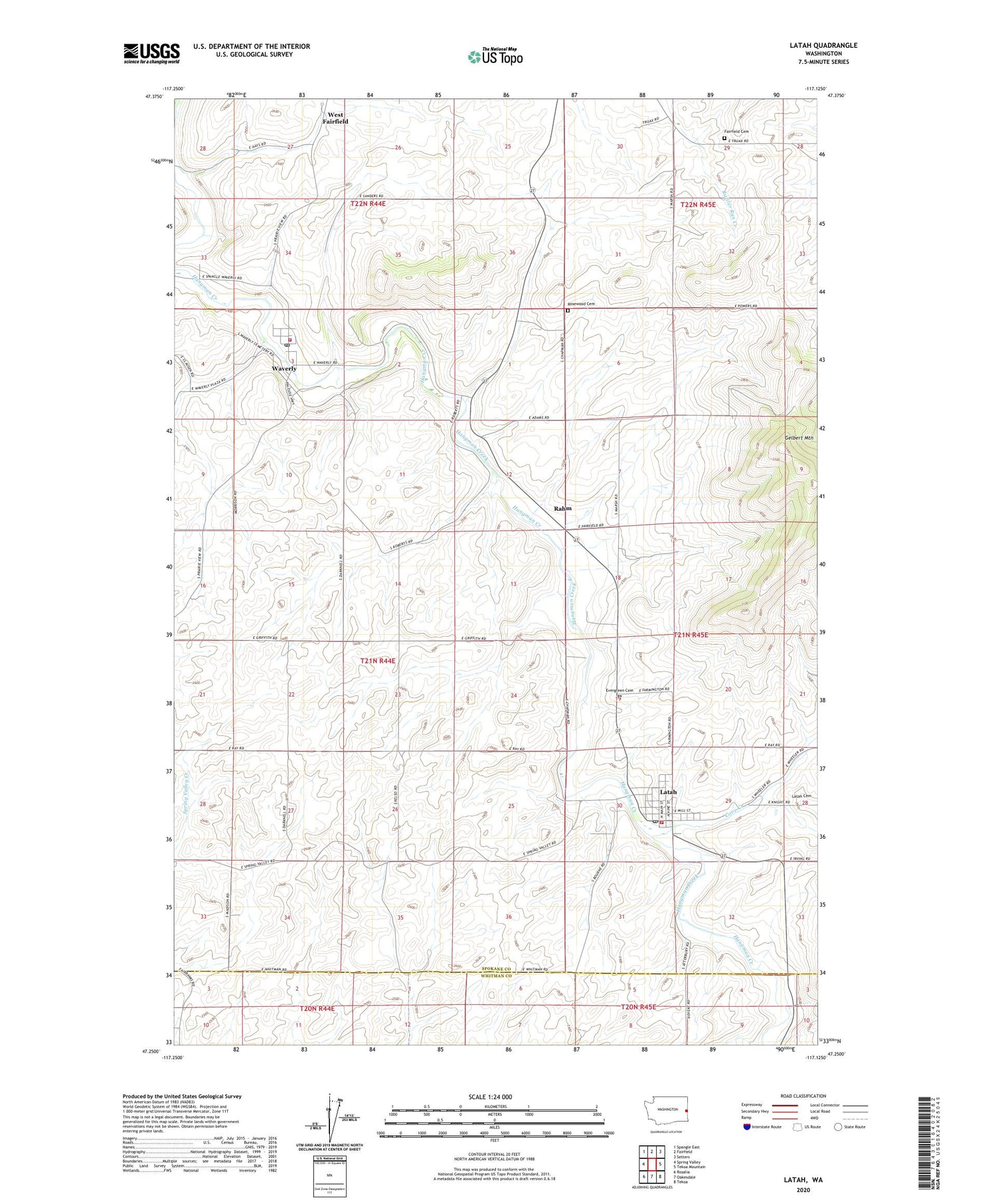 Latah Washington US Topo Map Image