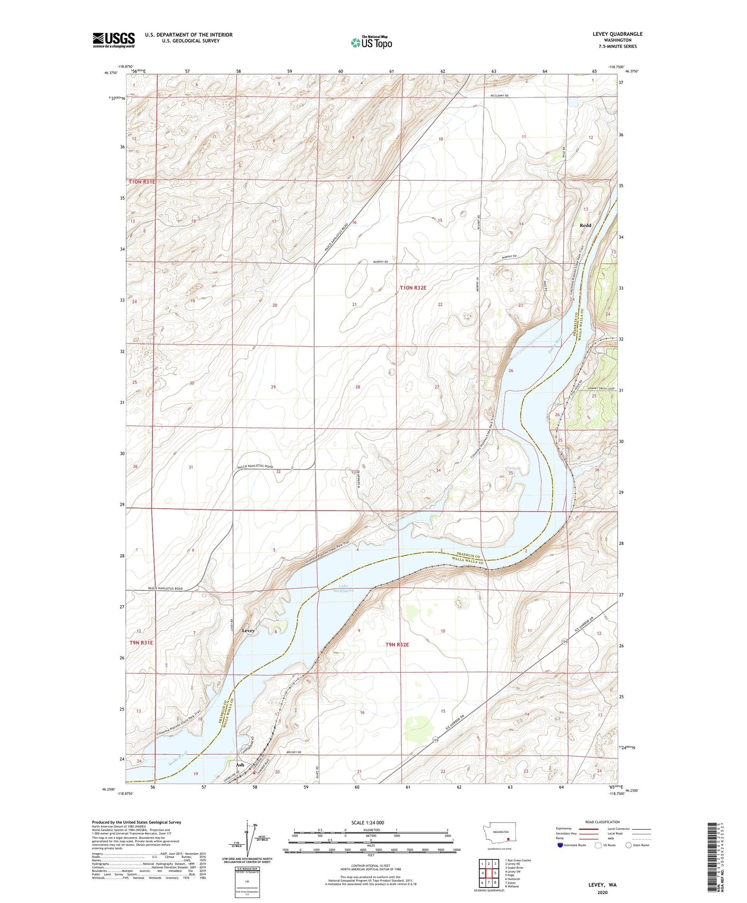 Levey Washington US Topo Map Image