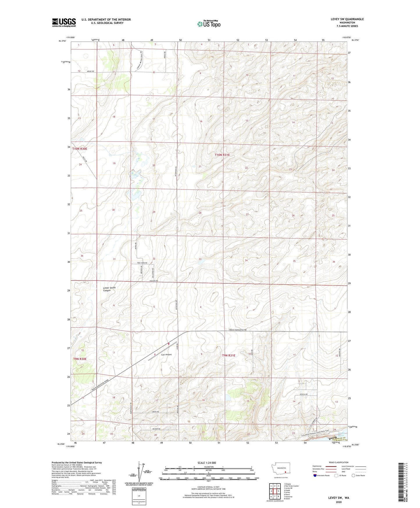 Levey SW Washington US Topo Map Image