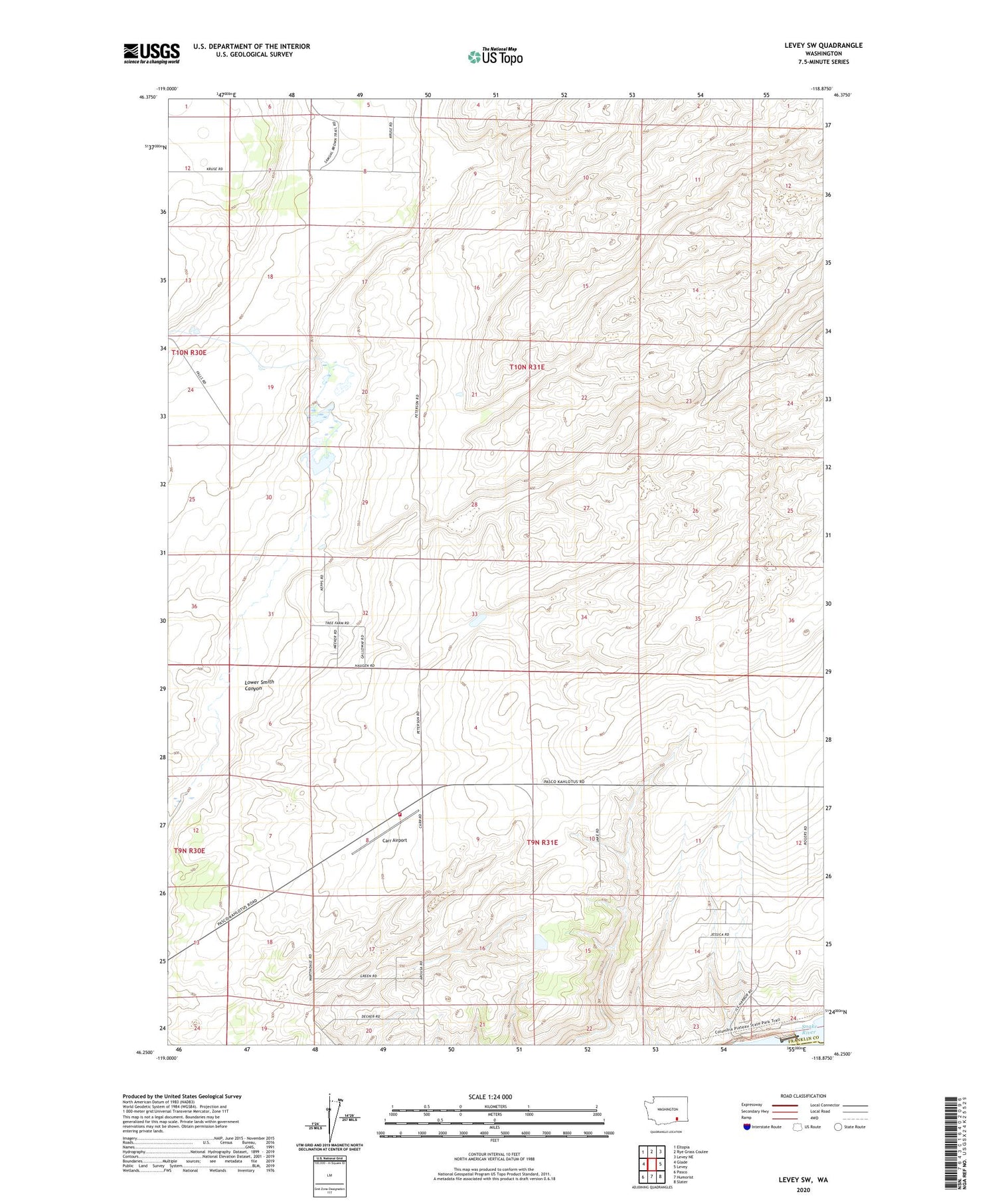 Levey SW Washington US Topo Map Image