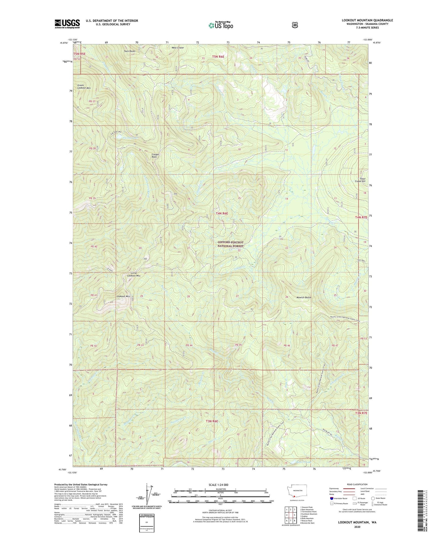 Lookout Mountain Washington US Topo Map Image