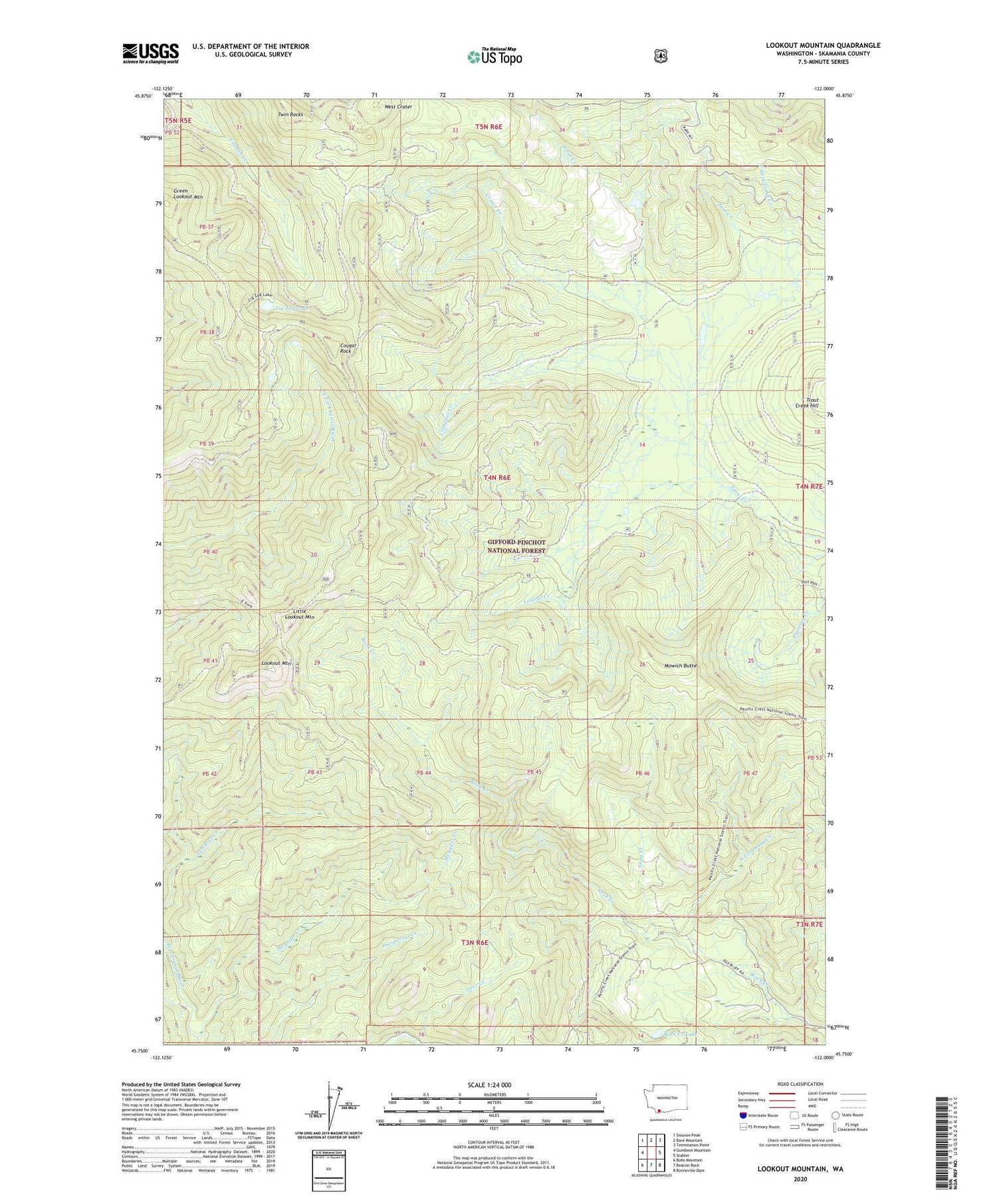 Lookout Mountain Washington US Topo Map Image