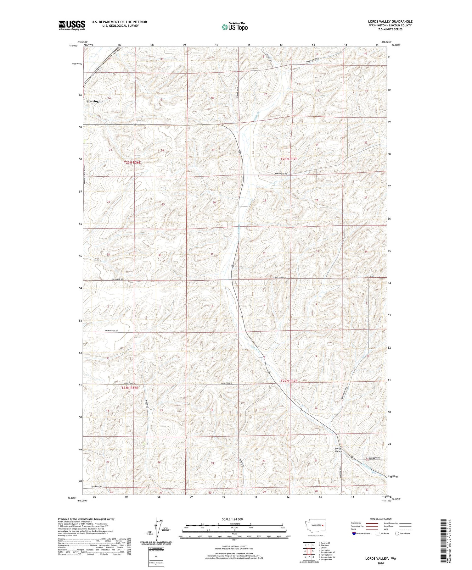 Lords Valley Washington US Topo Map Image