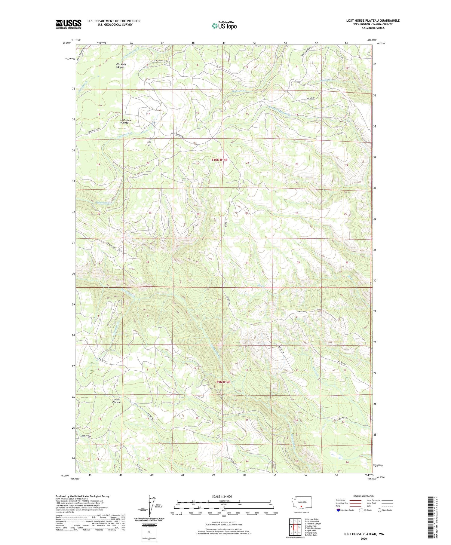 Lost Horse Plateau Washington US Topo Map Image