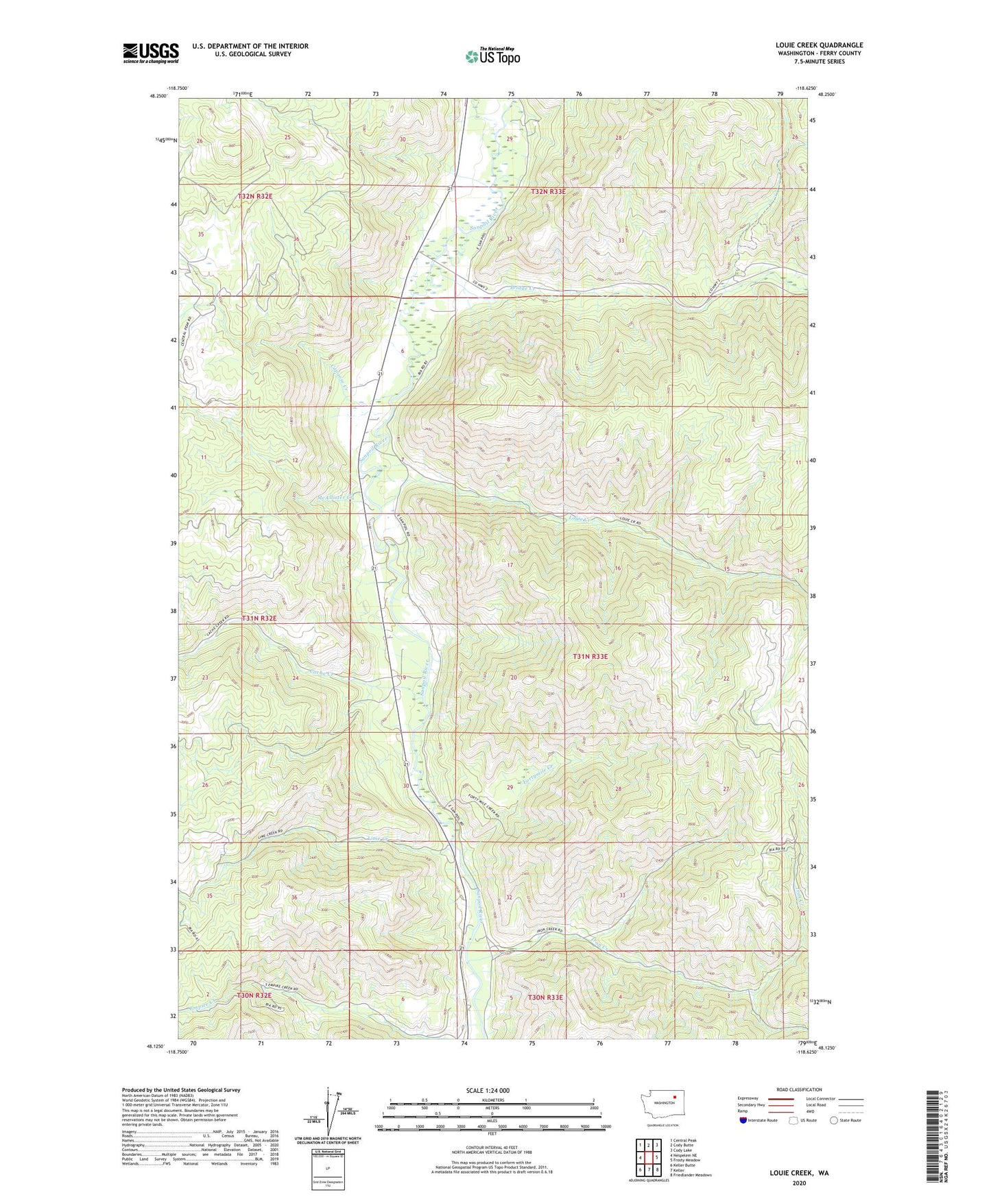 Louie Creek Washington US Topo Map Image