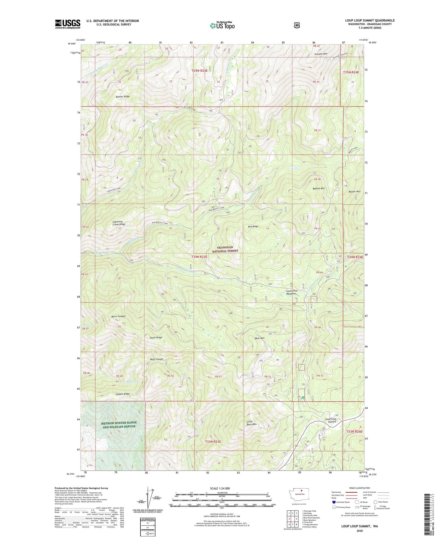 Loup Loup Summit Washington US Topo Map Image