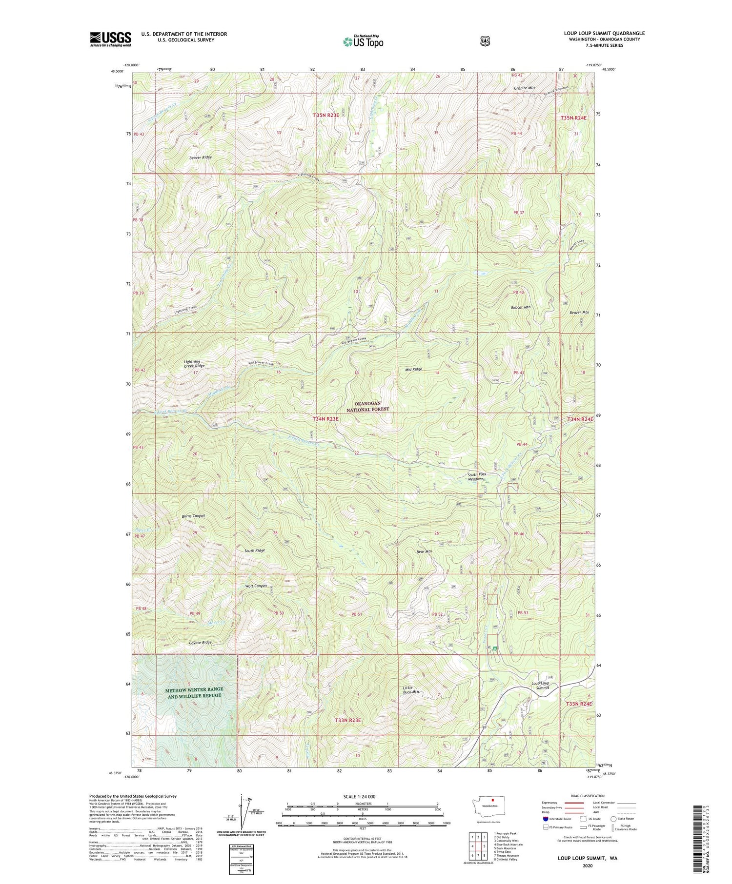 Loup Loup Summit Washington US Topo Map Image