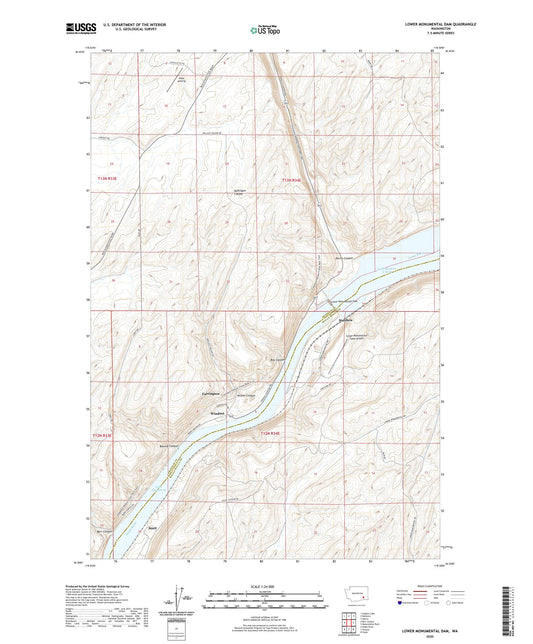Lower Monumental Dam Washington US Topo Map Image