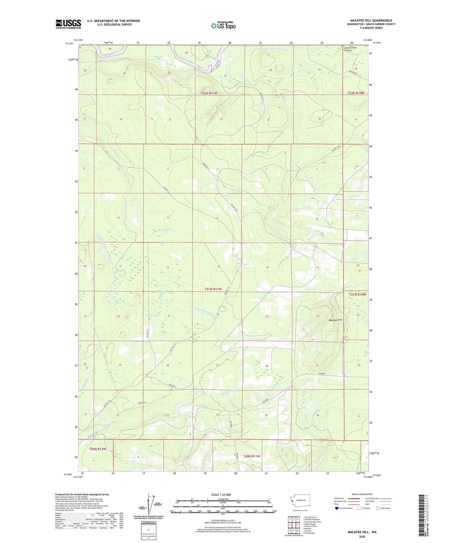 Macafee Hill Washington US Topo Map Image