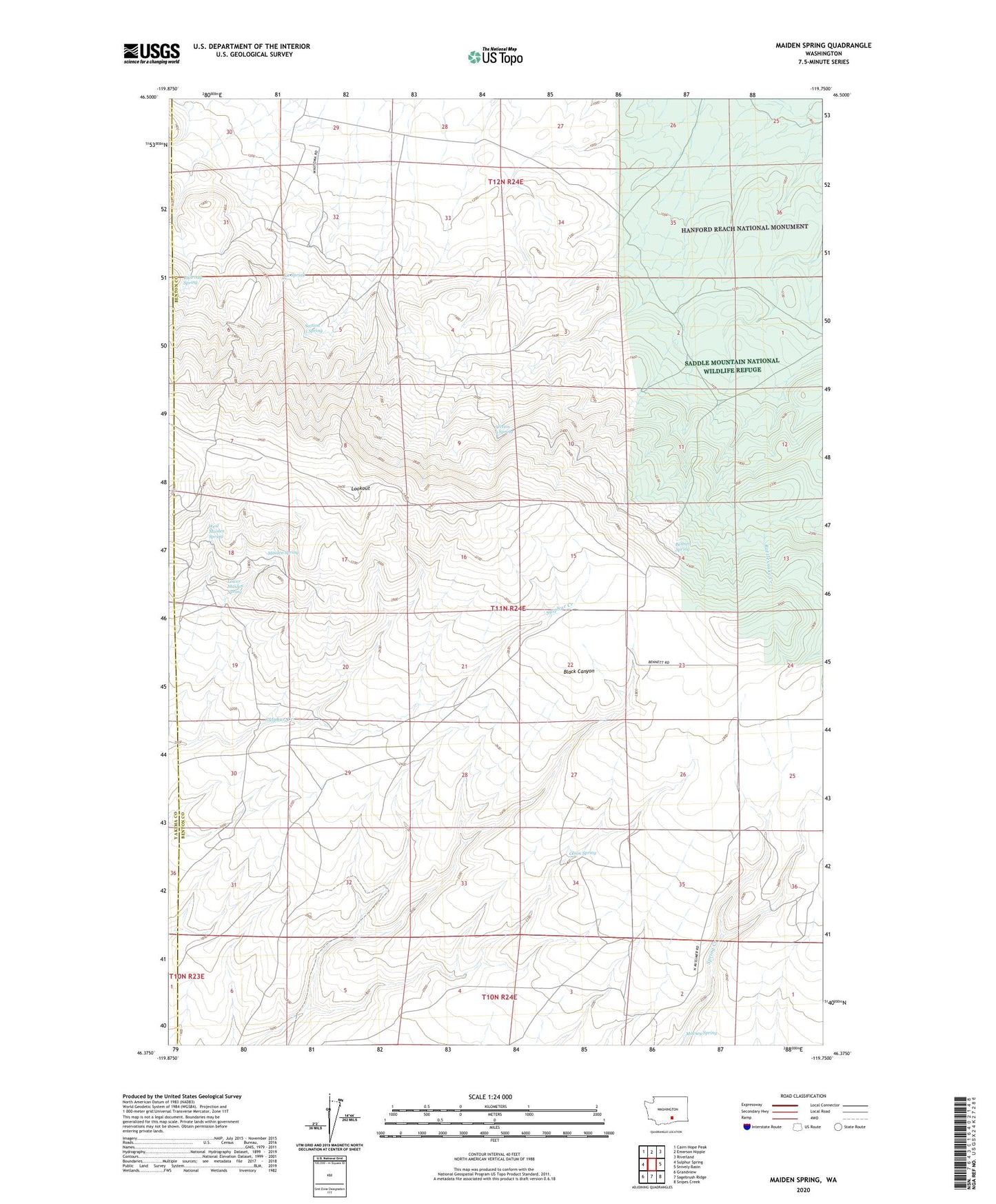 Maiden Spring Washington US Topo Map Image