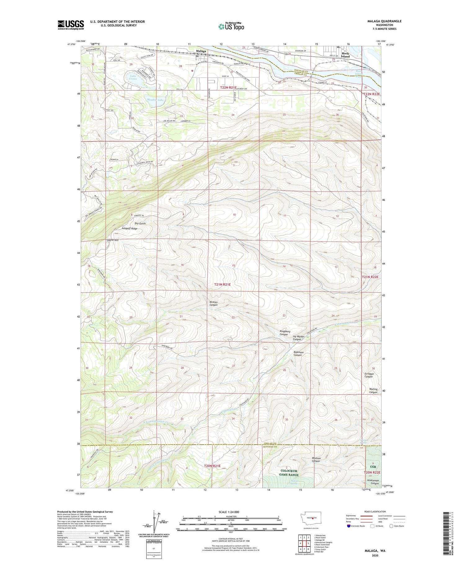 Malaga Washington US Topo Map Image
