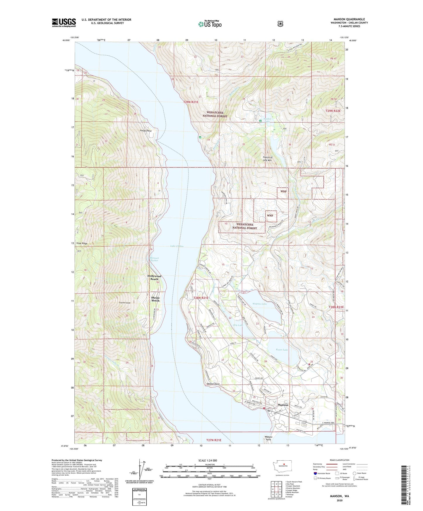 Manson Washington US Topo Map Image
