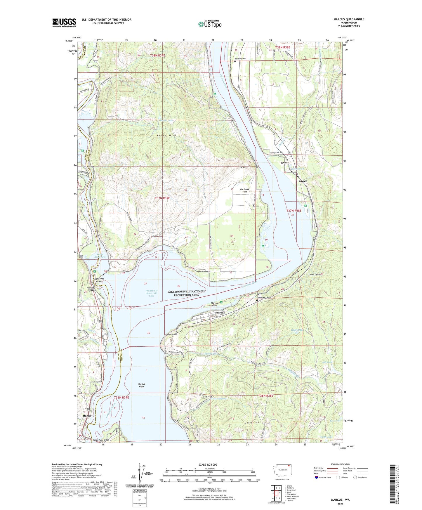 Marcus Washington US Topo Map Image