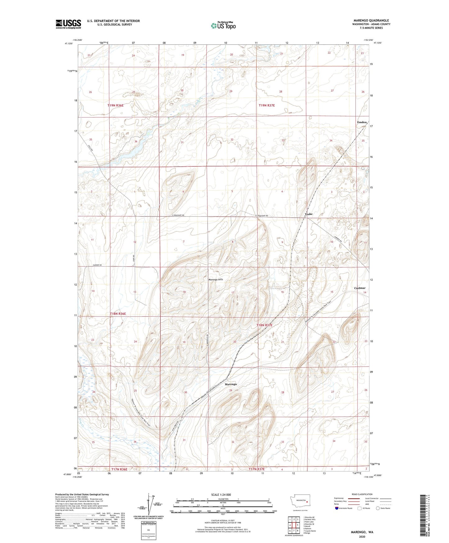 Marengo Washington US Topo Map Image