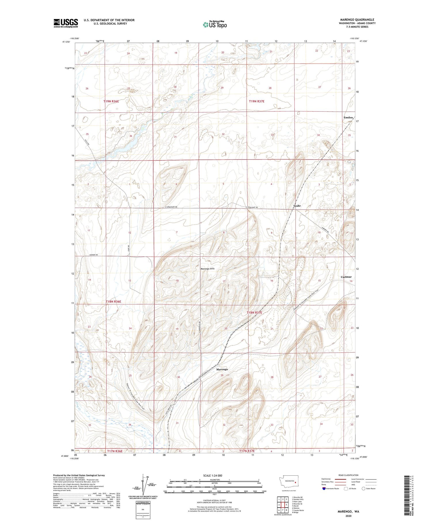 Marengo Washington US Topo Map Image