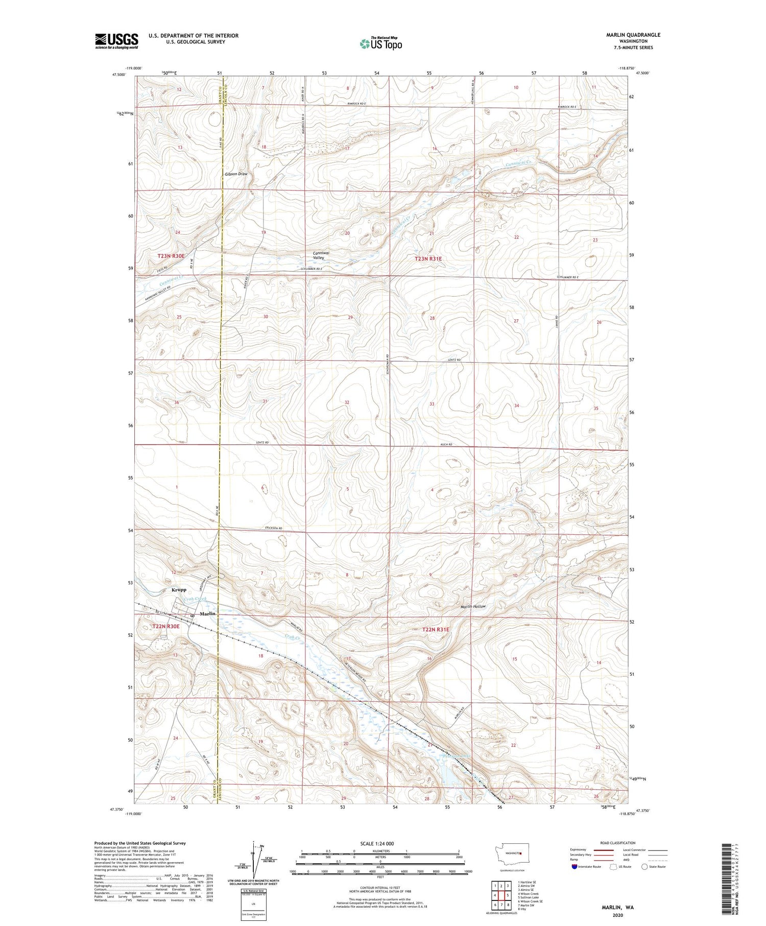 Marlin Washington US Topo Map Image