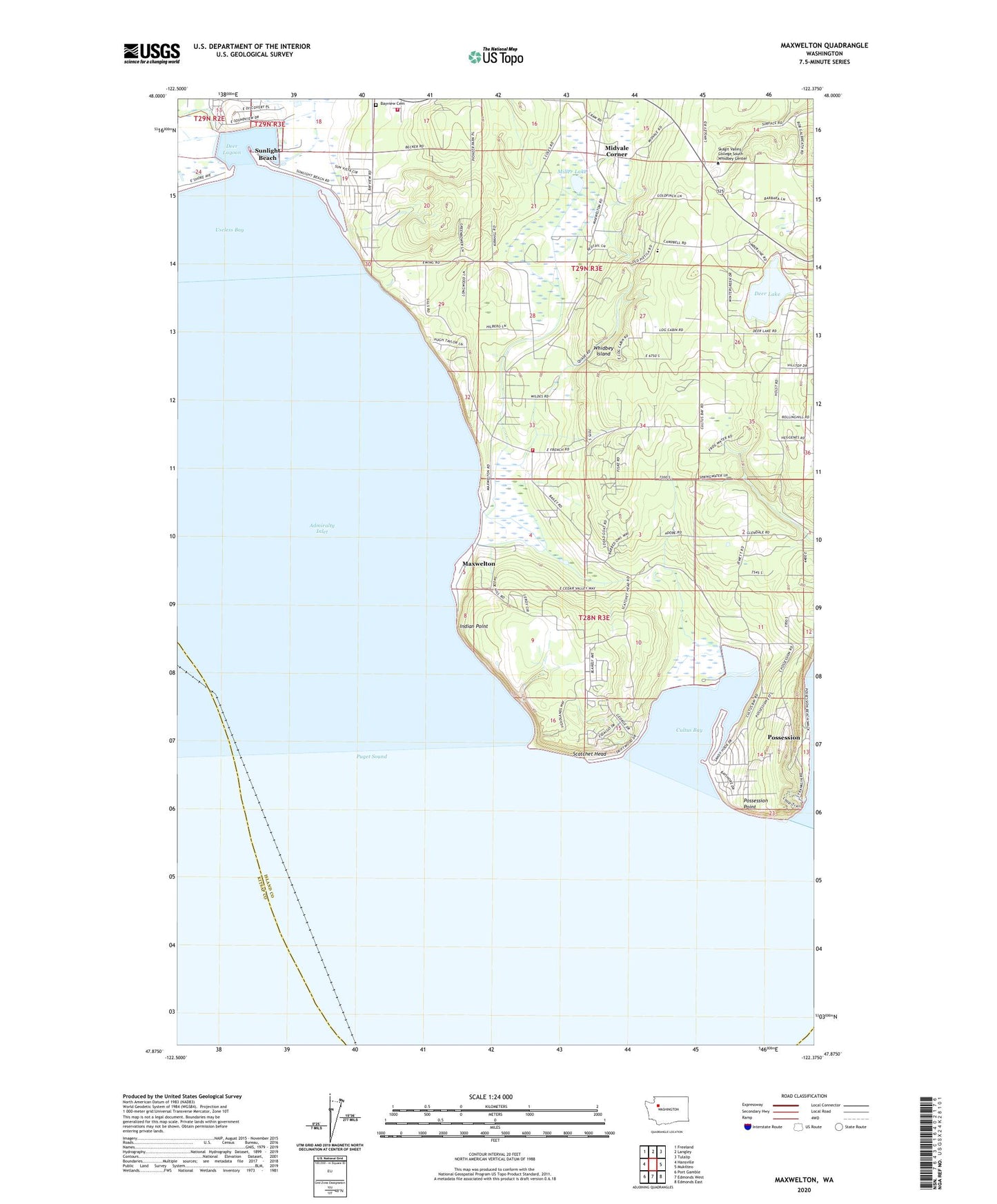Maxwelton Washington US Topo Map Image