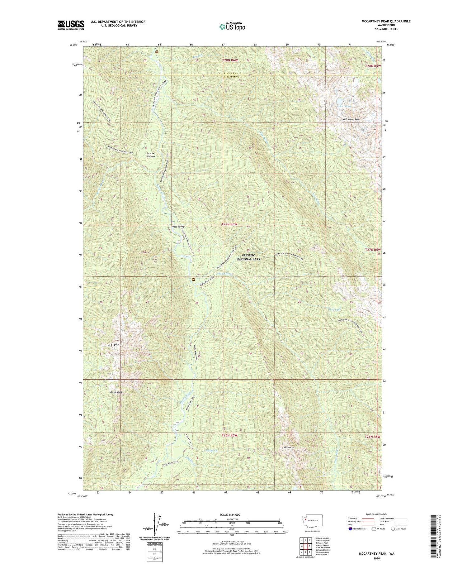 McCartney Peak Washington US Topo Map Image