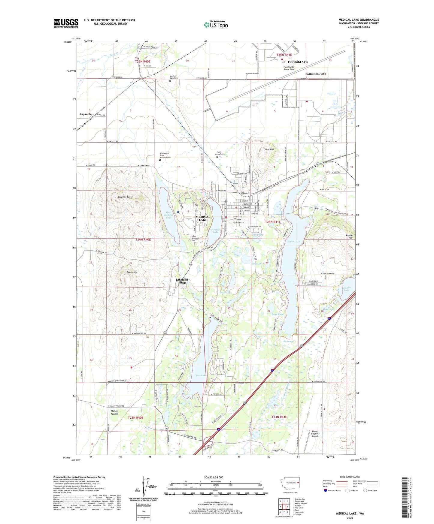 Medical Lake Washington US Topo Map Image
