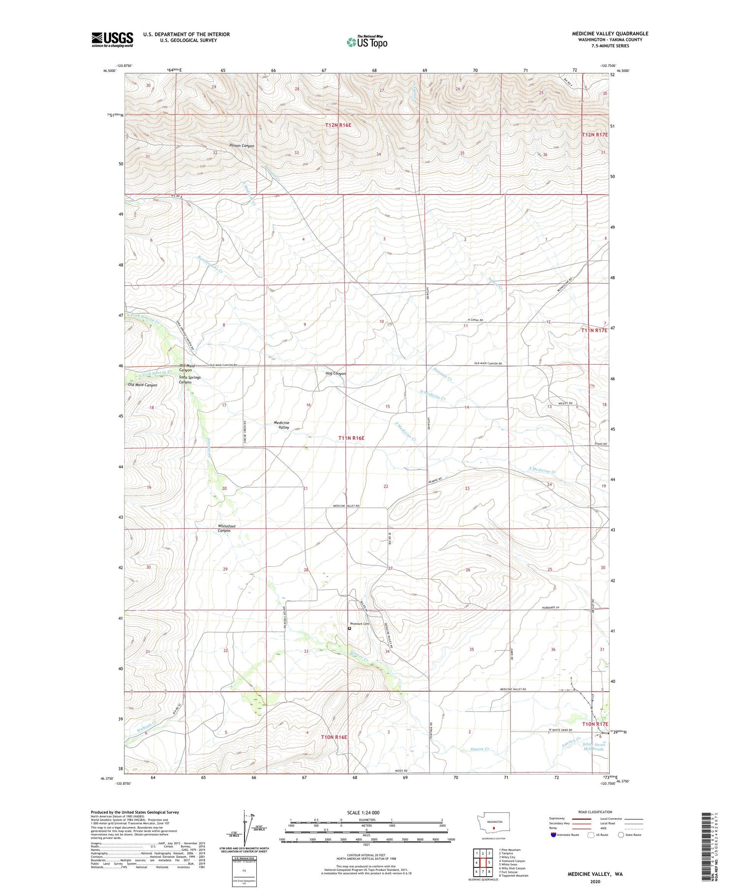 Medicine Valley Washington US Topo Map Image