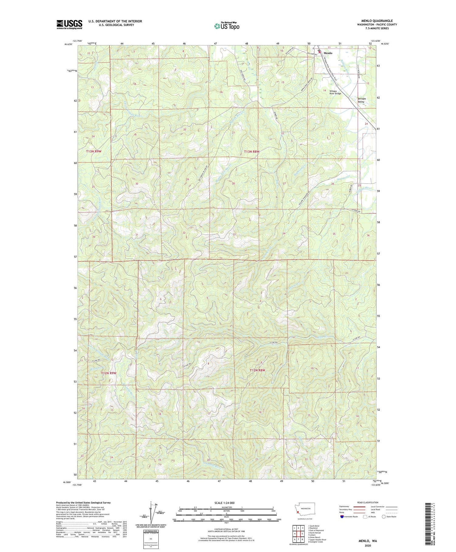 Menlo Washington US Topo Map Image
