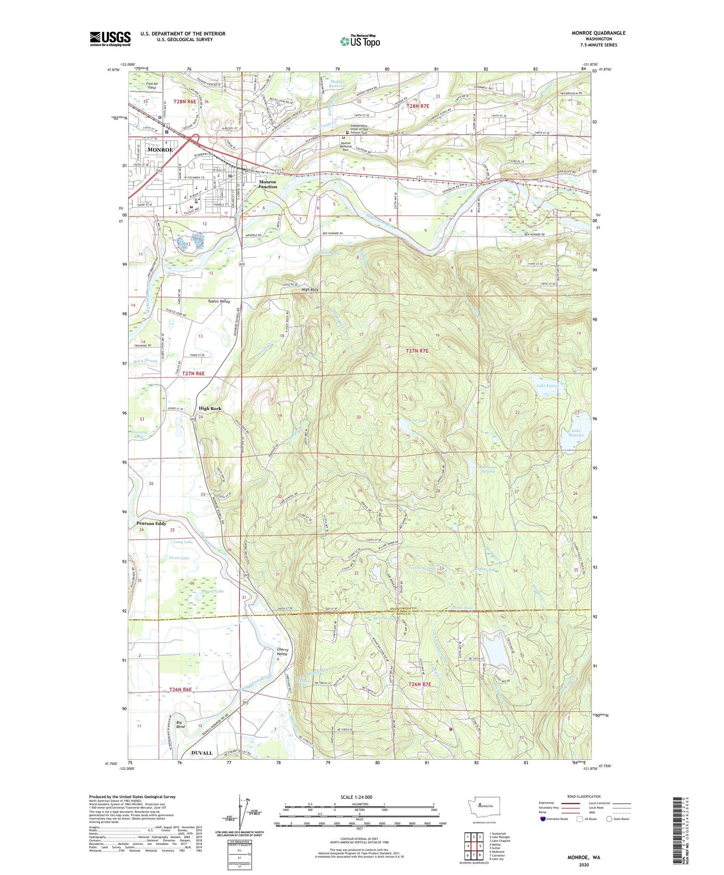 Monroe Washington US Topo Map Image