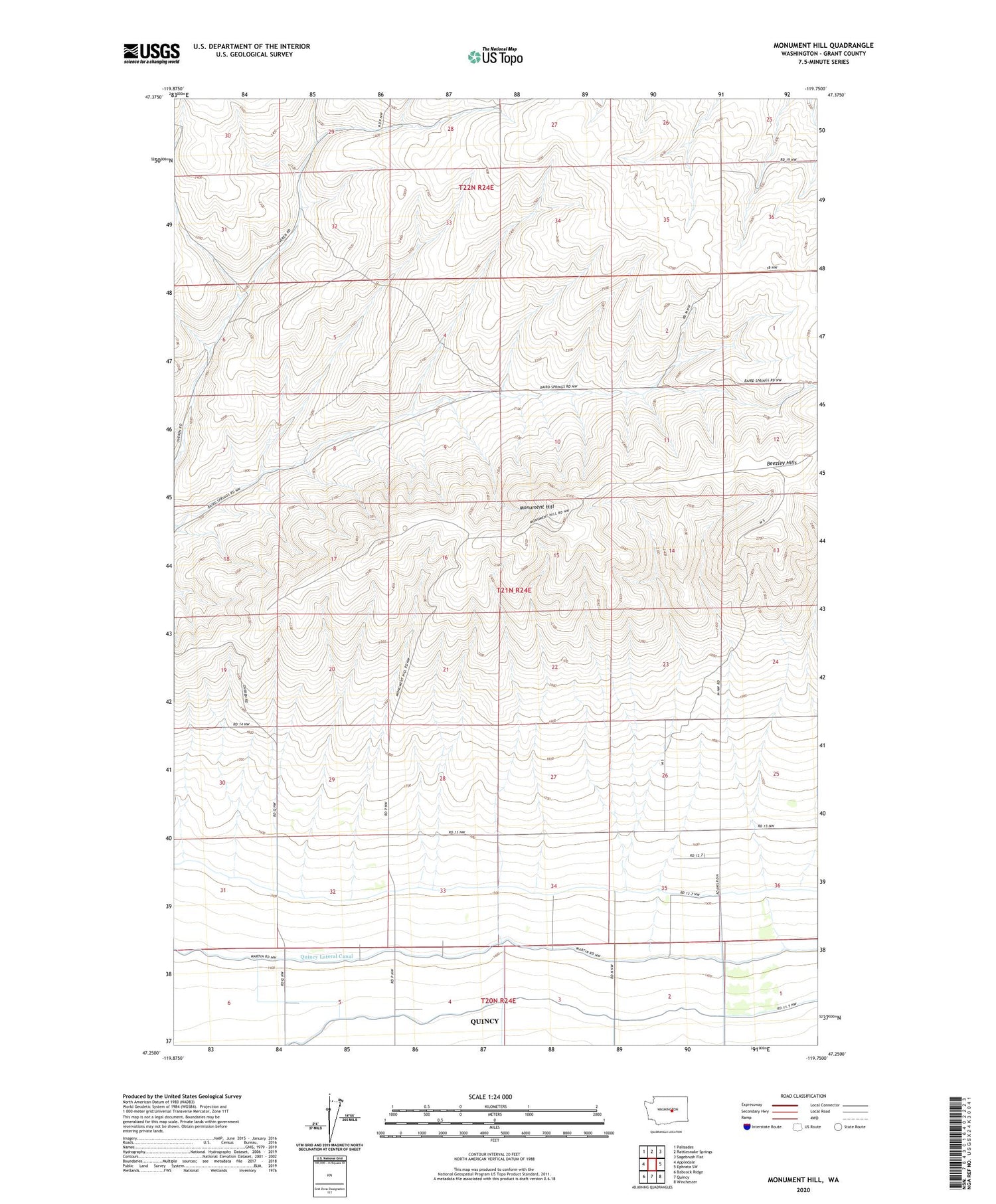 Monument Hill Washington US Topo Map Image