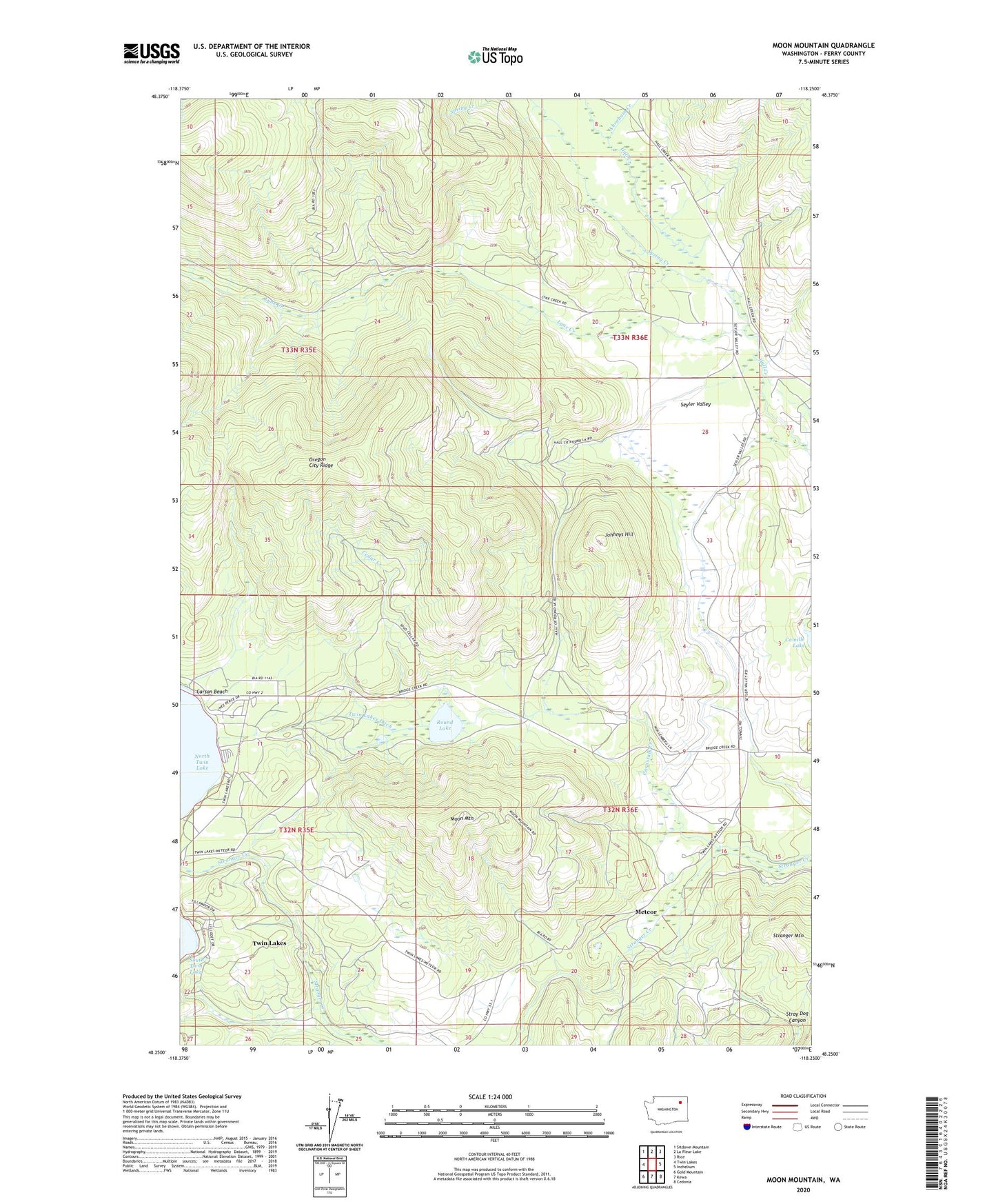 Moon Mountain Washington US Topo Map Image