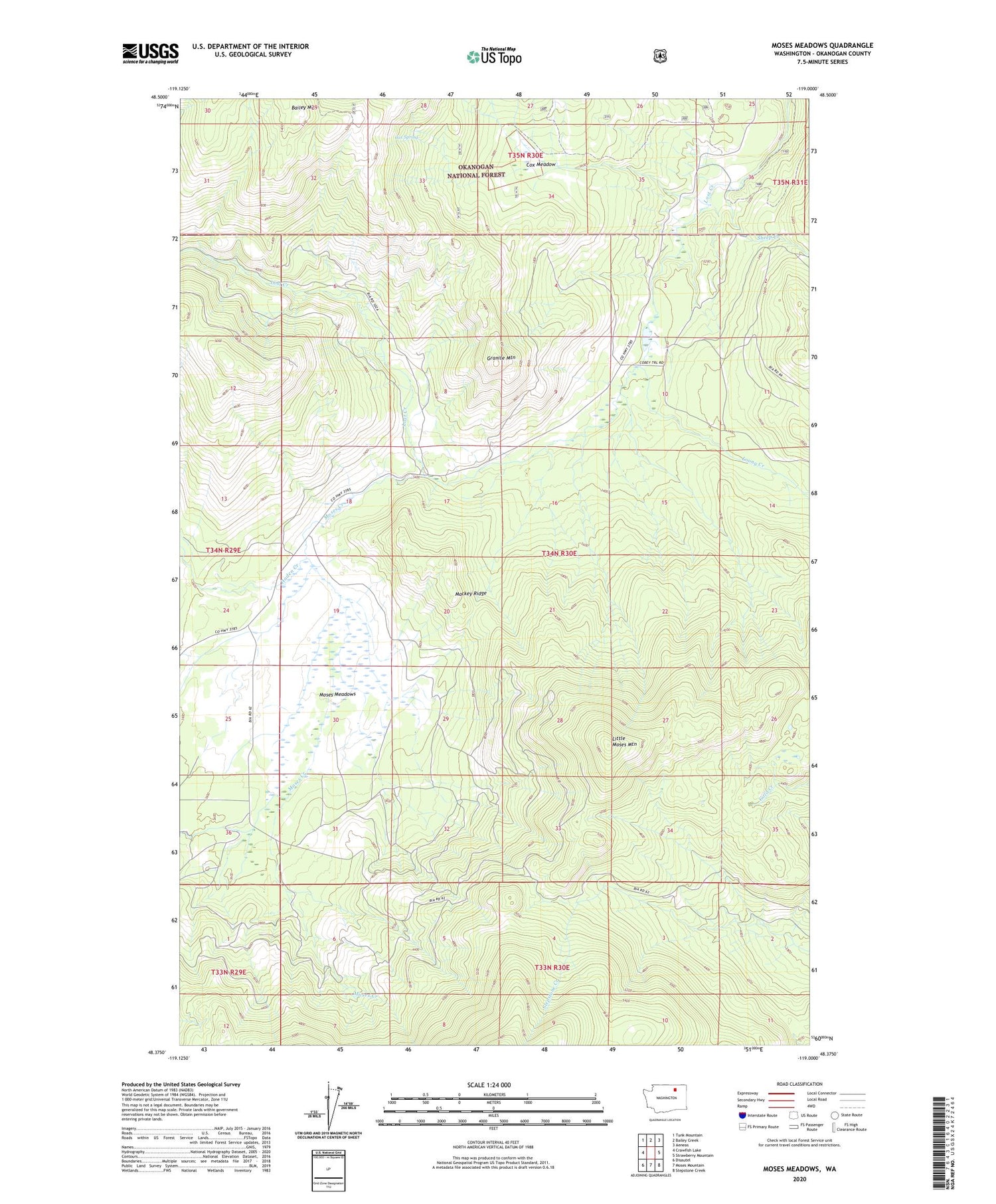 Moses Meadows Washington US Topo Map Image