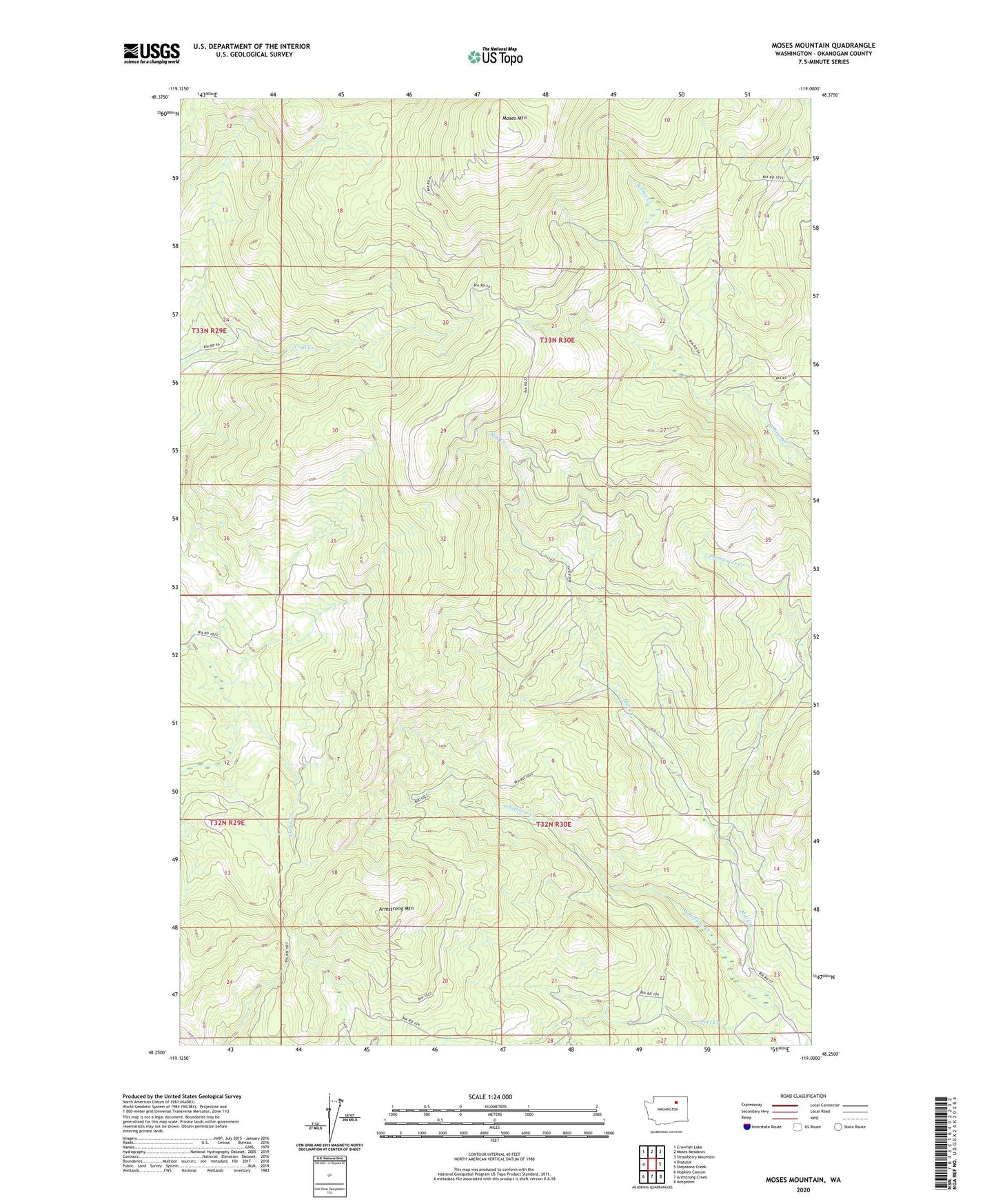 Moses Mountain Washington US Topo Map Image