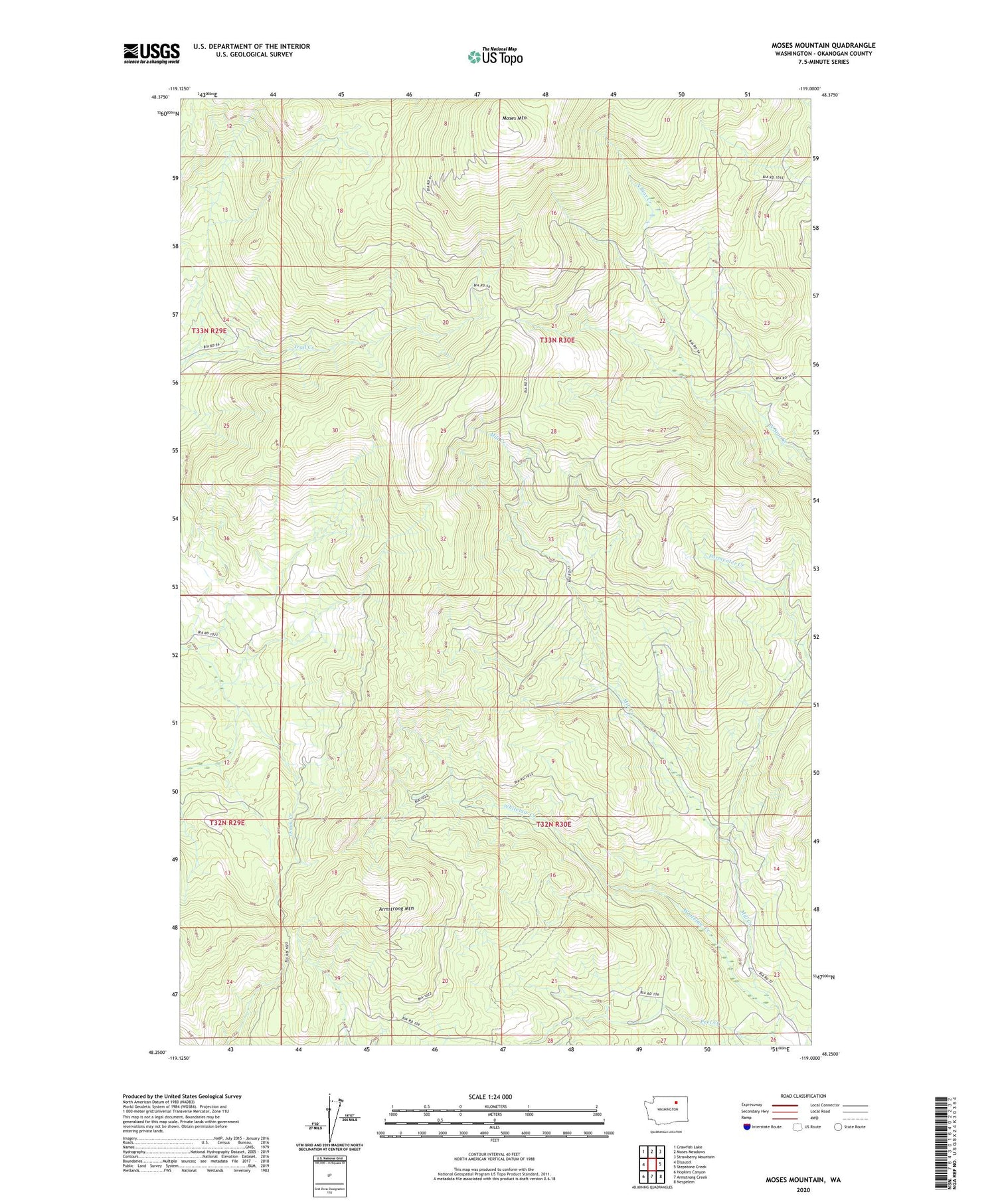 Moses Mountain Washington US Topo Map Image