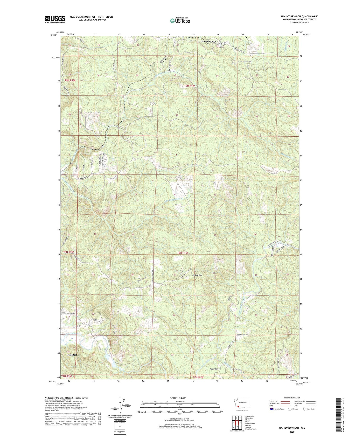 Mount Brynion Washington US Topo Map Image