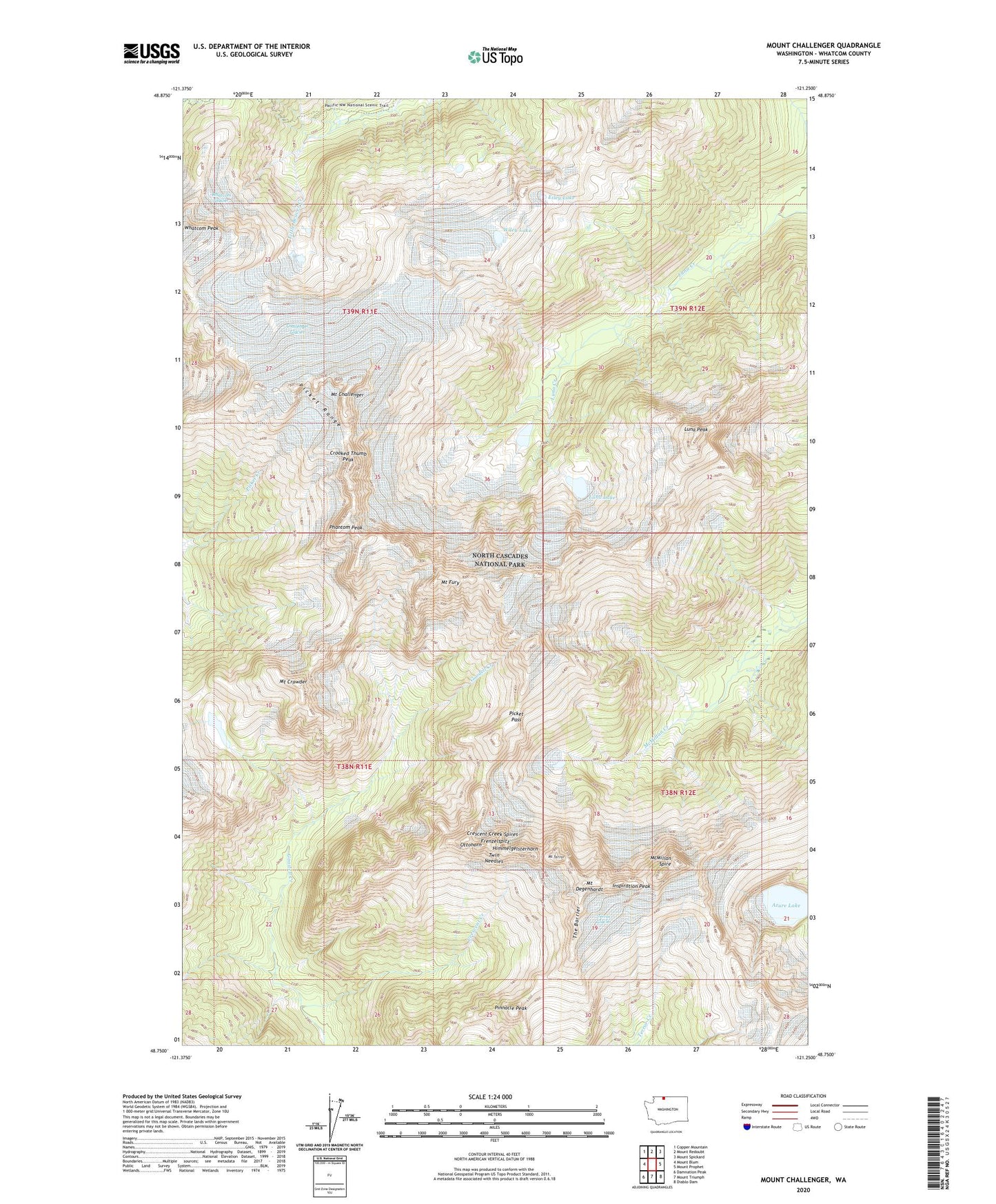 Mount Challenger Washington US Topo Map Image