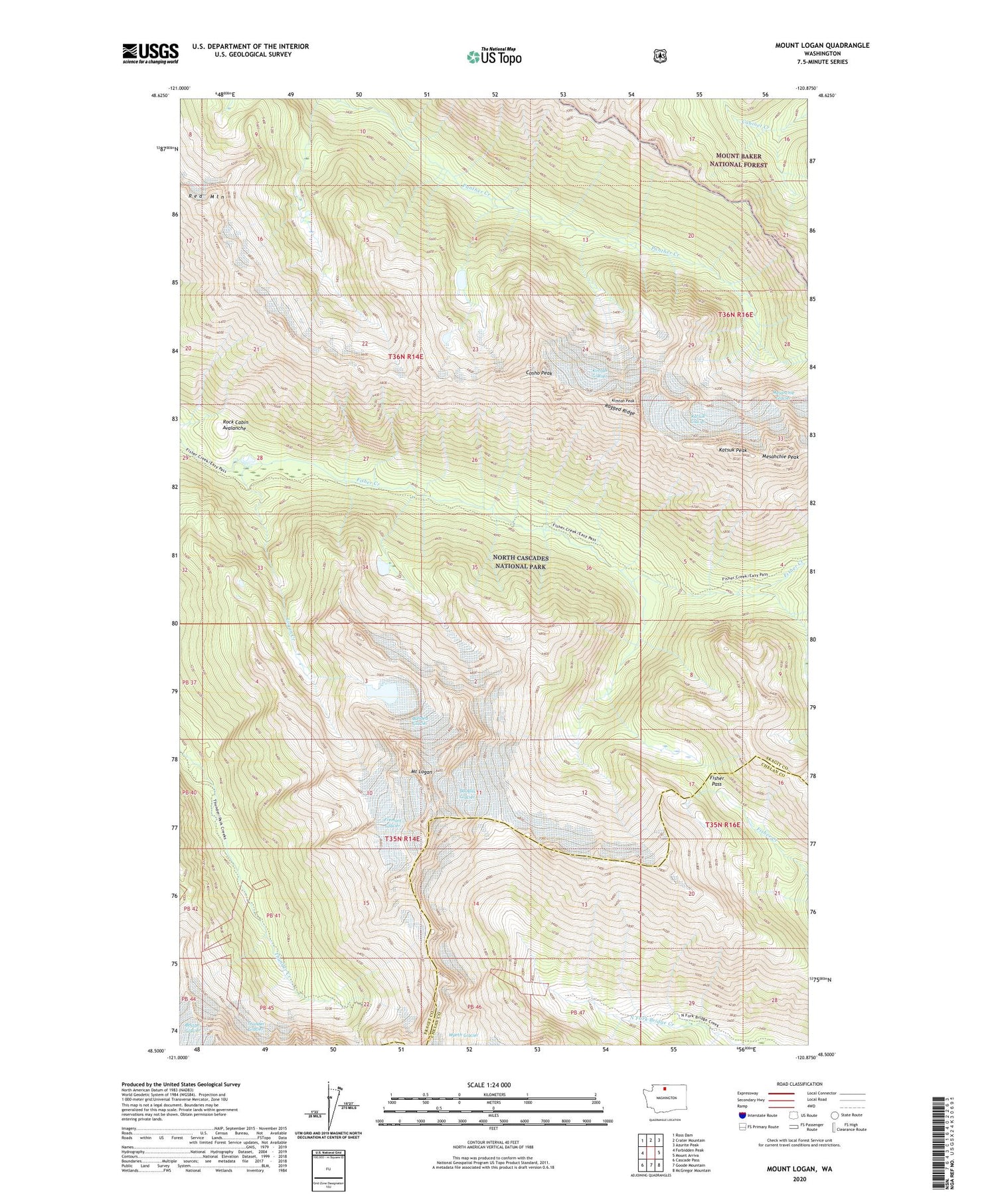 Mount Logan Washington US Topo Map Image