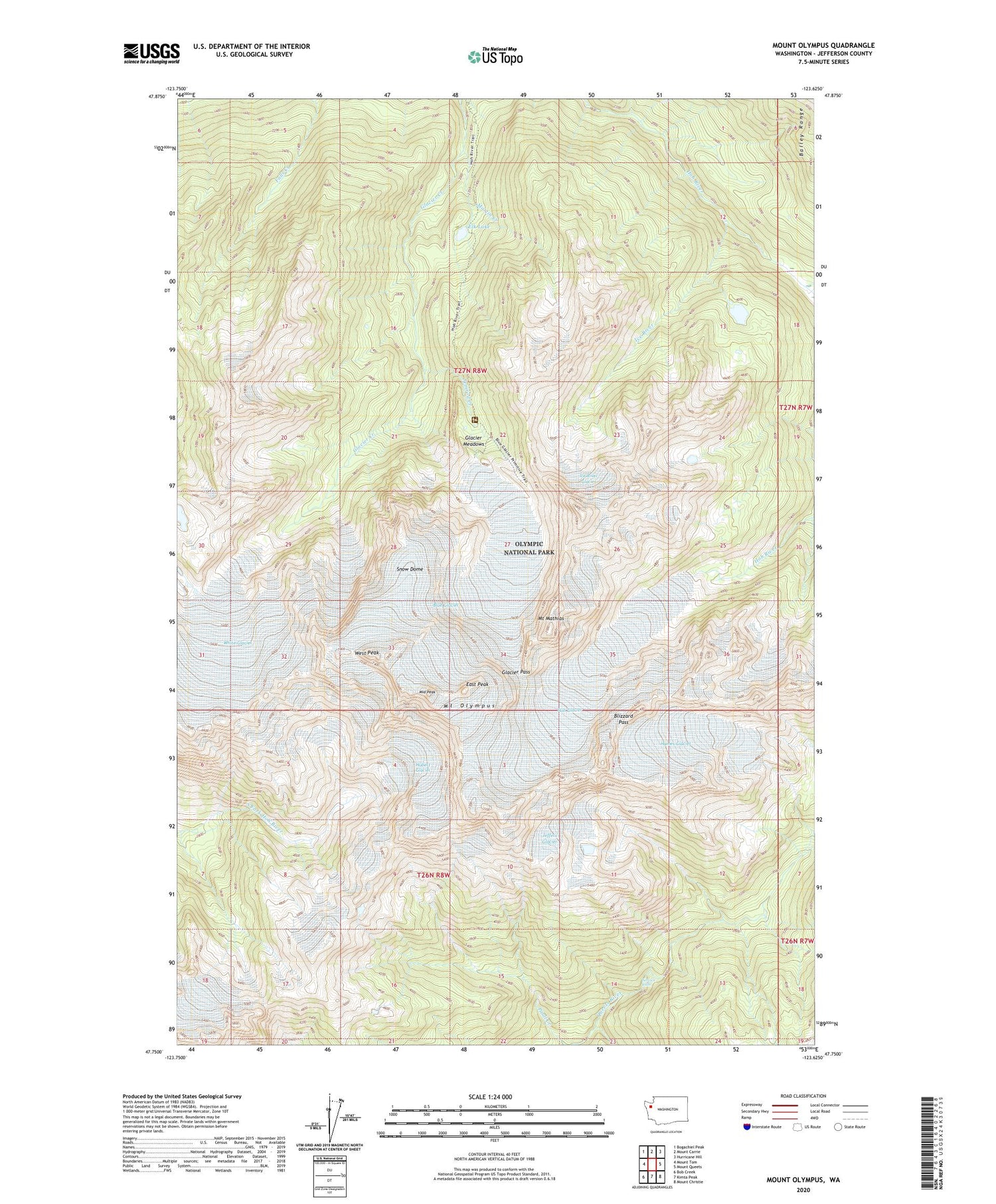 Mount Olympus Washington US Topo Map Image