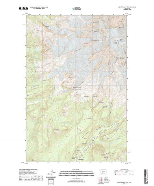 Mount Rainier West Washington US Topo Map Image
