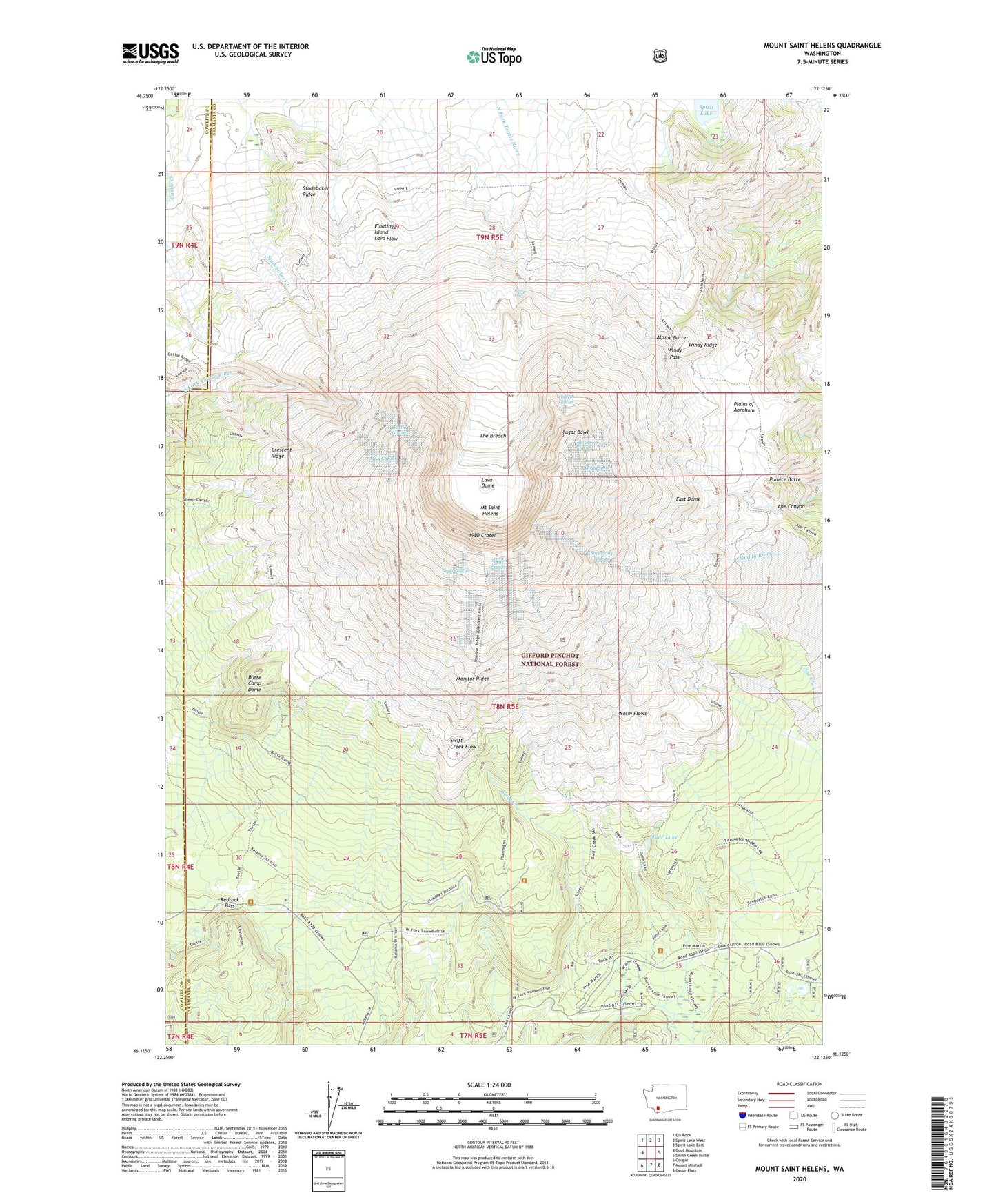 Mount Saint Helens Washington US Topo Map Image