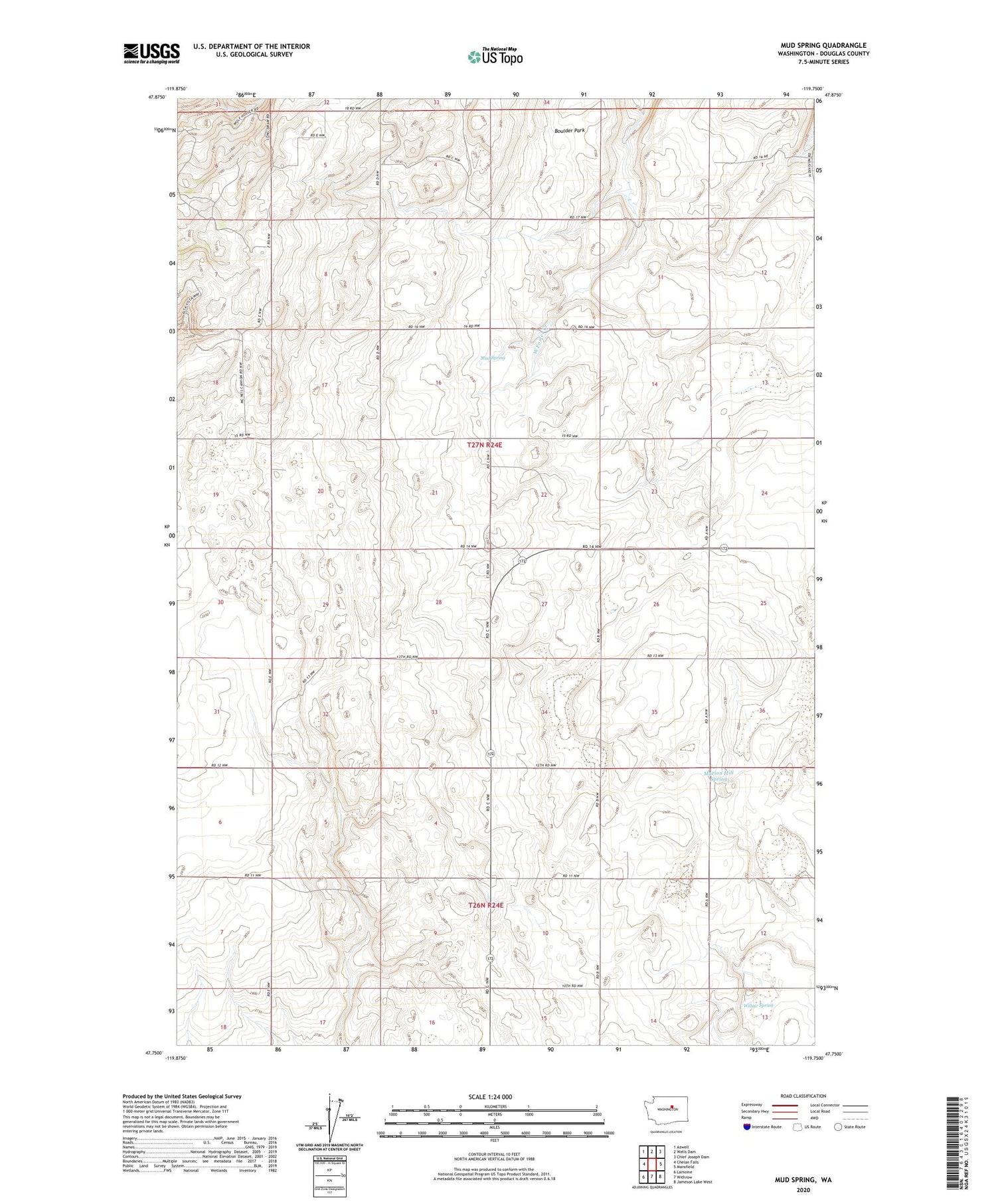 Mud Spring Washington US Topo Map Image